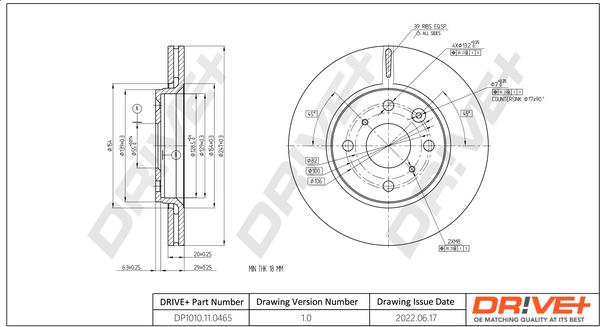 Dr!ve+ DP1010.11.0465 - Тормозной диск autospares.lv