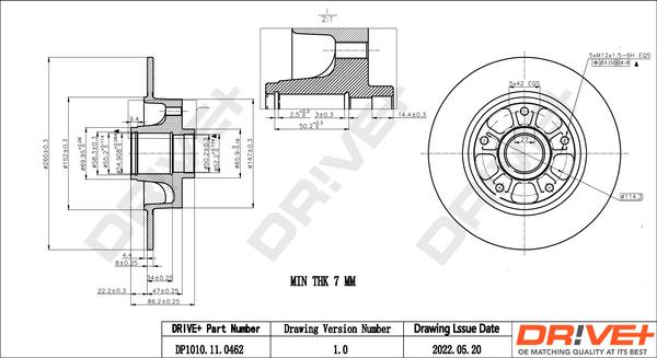 Dr!ve+ DP1010.11.0462 - Тормозной диск autospares.lv