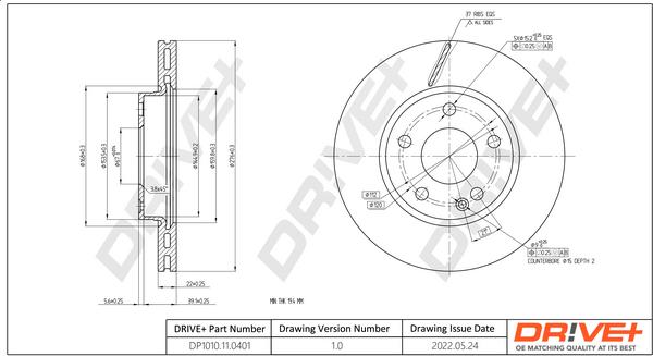 Dr!ve+ DP1010.11.0401 - Тормозной диск autospares.lv