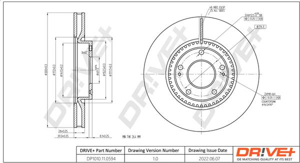 Dr!ve+ DP1010.11.0594 - Тормозной диск autospares.lv