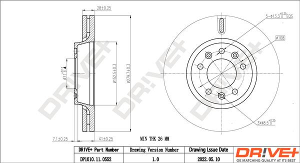 Dr!ve+ DP1010.11.0552 - Тормозной диск autospares.lv