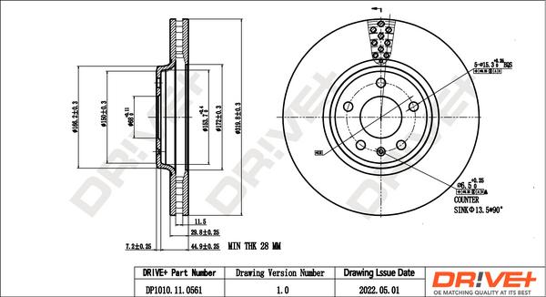 Dr!ve+ DP1010.11.0561 - Тормозной диск autospares.lv