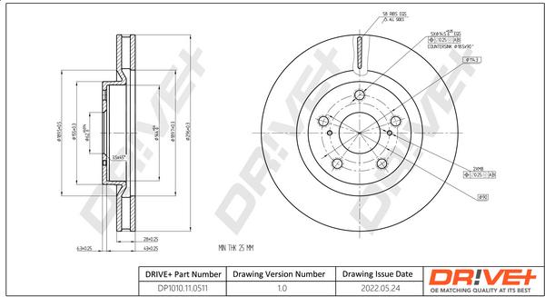 Dr!ve+ DP1010.11.0511 - Тормозной диск autospares.lv
