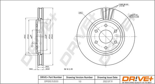 Dr!ve+ DP1010.11.0533 - Тормозной диск autospares.lv