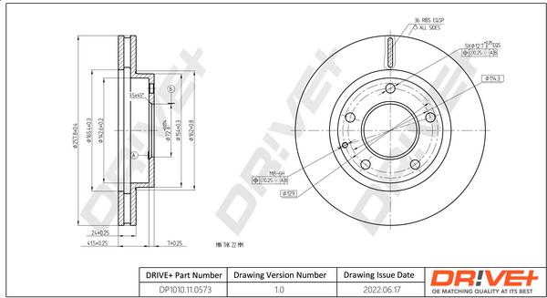 Dr!ve+ DP1010.11.0573 - Тормозной диск autospares.lv