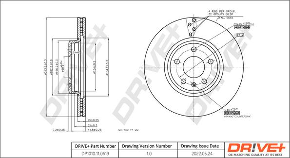 Dr!ve+ DP1010.11.0619 - Тормозной диск autospares.lv