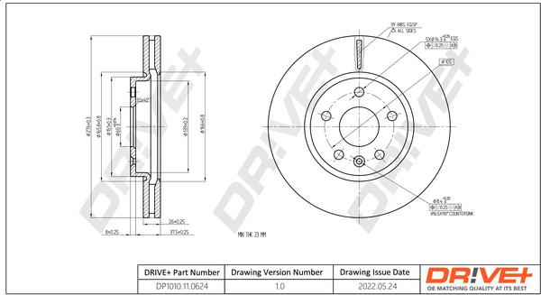 Dr!ve+ DP1010.11.0624 - Тормозной диск autospares.lv