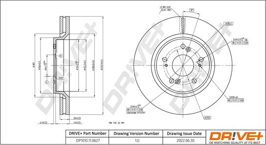 Dr!ve+ DP1010.11.0627 - Тормозной диск autospares.lv