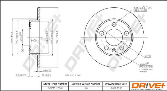 Dr!ve+ DP1010.11.0091 - Тормозной диск autospares.lv