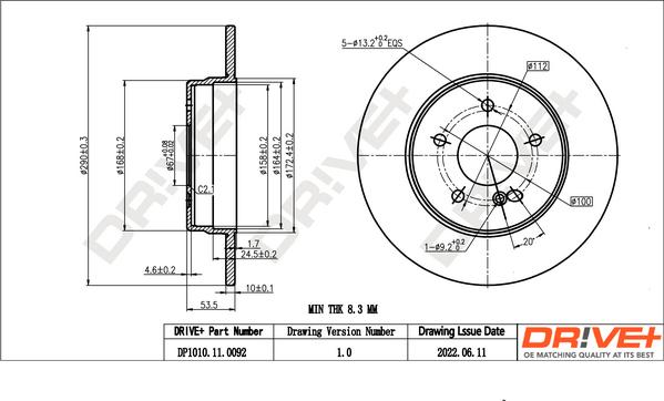 Dr!ve+ DP1010.11.0092 - Тормозной диск autospares.lv