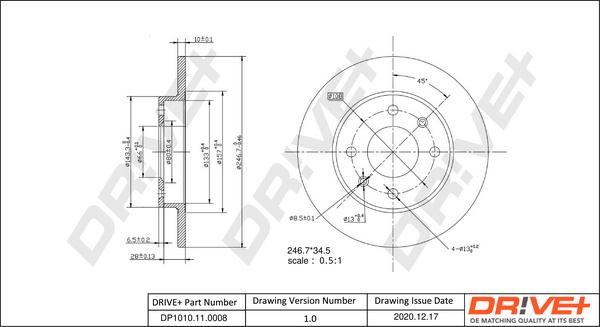 Dr!ve+ DP1010.11.0008 - Тормозной диск autospares.lv