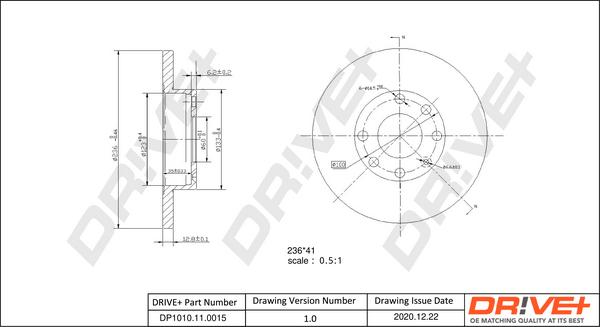 Dr!ve+ DP1010.11.0015 - Тормозной диск autospares.lv