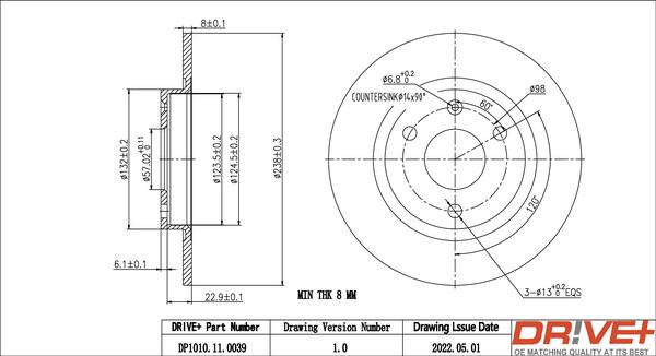 Dr!ve+ DP1010.11.0039 - Тормозной диск autospares.lv