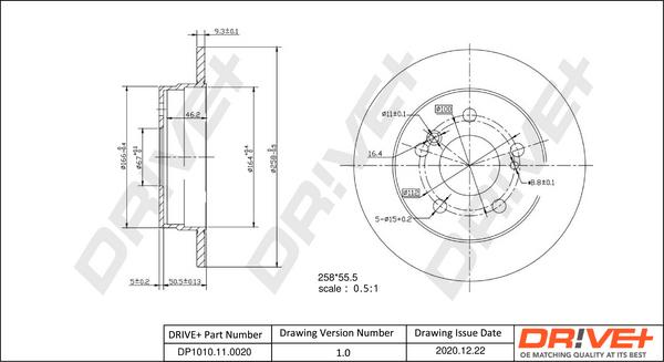 Dr!ve+ DP1010.11.0020 - Тормозной диск autospares.lv