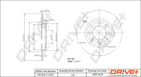 Dr!ve+ DP1010.11.0104 - Тормозной диск autospares.lv