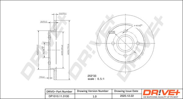 Dr!ve+ DP1010.11.0100 - Тормозной диск autospares.lv