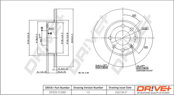 Dr!ve+ DP1010.11.0189 - Тормозной диск autospares.lv