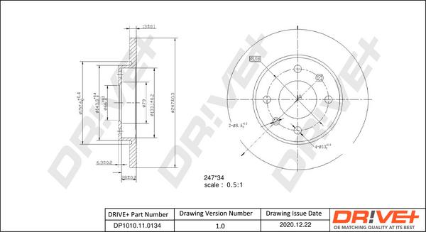 Dr!ve+ DP1010.11.0134 - Тормозной диск autospares.lv