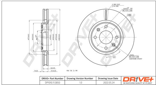 Dr!ve+ DP1010.11.0850 - Тормозной диск autospares.lv