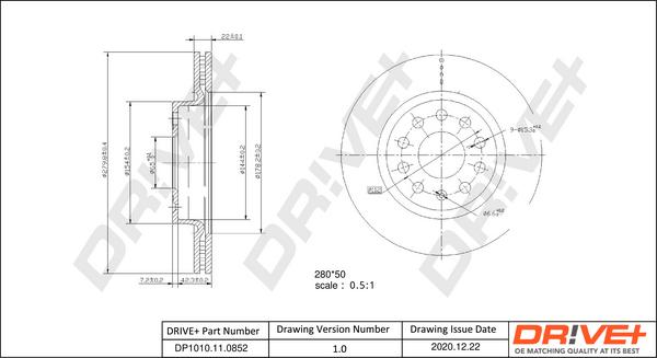 Dr!ve+ DP1010.11.0852 - Тормозной диск autospares.lv