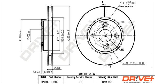 Dr!ve+ DP1010.11.0803 - Тормозной диск autospares.lv