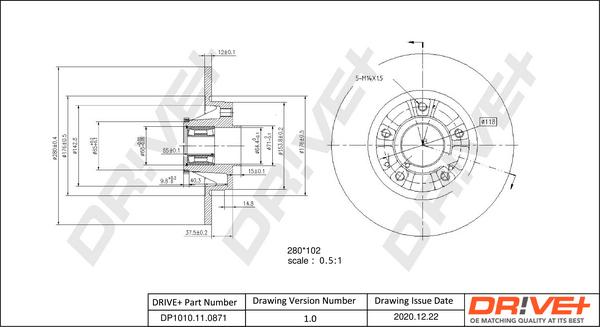 Dr!ve+ DP1010.11.0871 - Тормозной диск autospares.lv