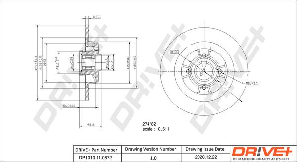 Dr!ve+ DP1010.11.0872 - Тормозной диск autospares.lv