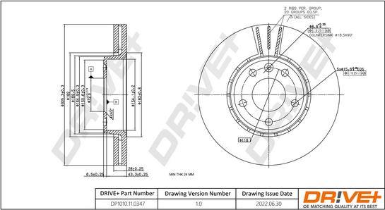 Dr!ve+ DP1010.11.0347 - Тормозной диск autospares.lv