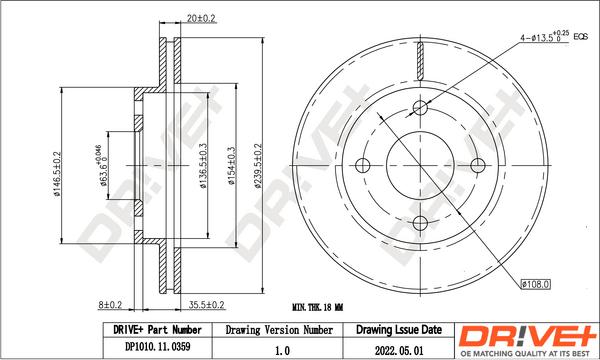 Dr!ve+ DP1010.11.0359 - Тормозной диск autospares.lv