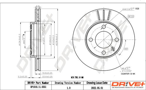 Dr!ve+ DP1010.11.0351 - Тормозной диск autospares.lv