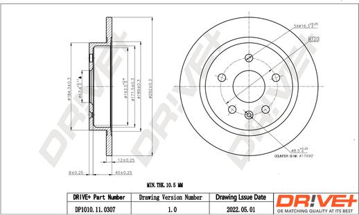 Dr!ve+ DP1010.11.0307 - Тормозной диск autospares.lv