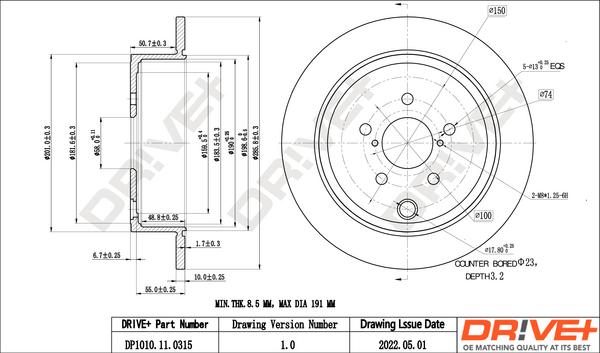 Dr!ve+ DP1010.11.0315 - Тормозной диск autospares.lv