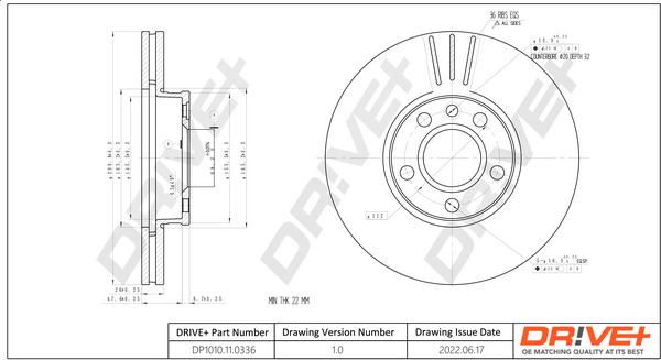 Dr!ve+ DP1010.11.0336 - Тормозной диск autospares.lv