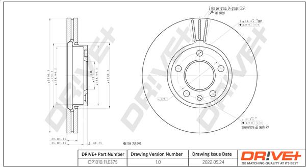 Dr!ve+ DP1010.11.0375 - Тормозной диск autospares.lv