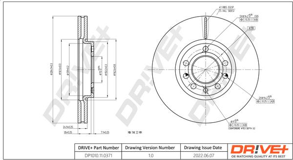 Dr!ve+ DP1010.11.0371 - Тормозной диск autospares.lv