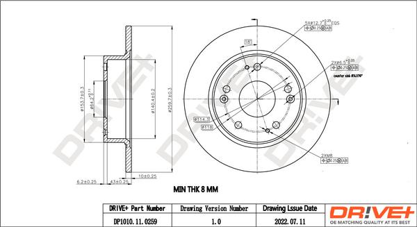 Dr!ve+ DP1010.11.0259 - Тормозной диск autospares.lv