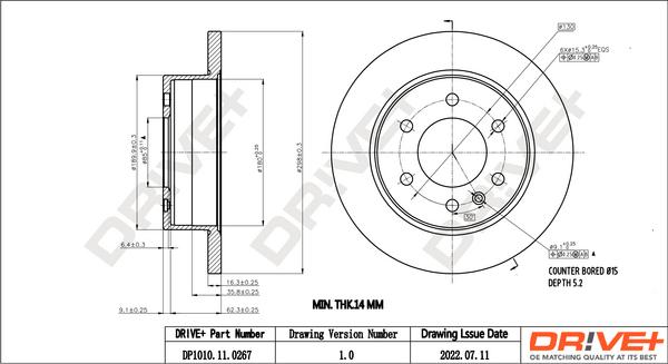 Dr!ve+ DP1010.11.0267 - Тормозной диск autospares.lv