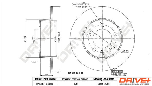 Dr!ve+ DP1010.11.0224 - Тормозной диск autospares.lv