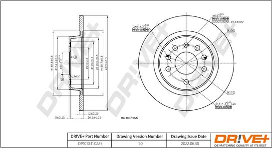 Dr!ve+ DP1010.11.0225 - Тормозной диск autospares.lv