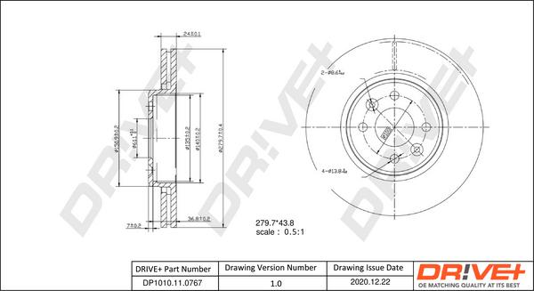 Dr!ve+ DP1010.11.0767 - Тормозной диск autospares.lv