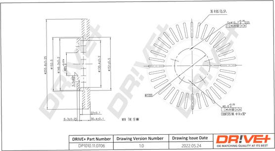 Dr!ve+ DP1010.11.0706 - Тормозной диск autospares.lv