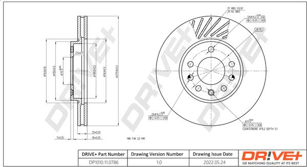 Dr!ve+ DP1010.11.0786 - Тормозной диск autospares.lv