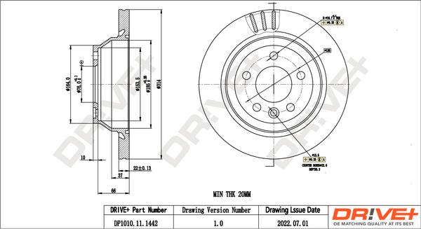 Dr!ve+ DP1010.11.1442 - Тормозной диск autospares.lv