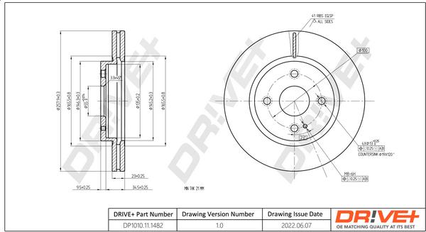 Dr!ve+ DP1010.11.1482 - Тормозной диск autospares.lv