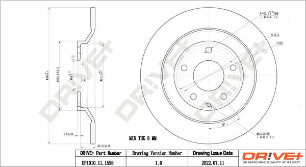 Dr!ve+ DP1010.11.1598 - Тормозной диск autospares.lv