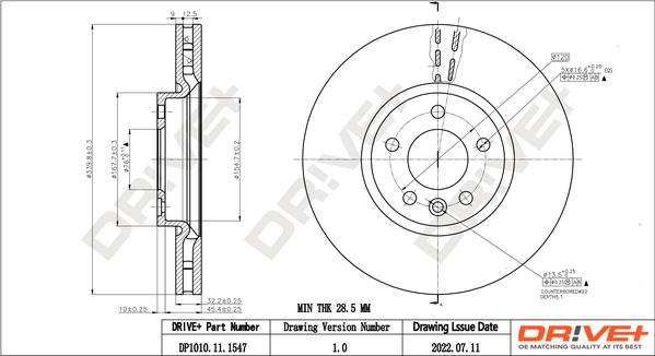 Dr!ve+ DP1010.11.1547 - Тормозной диск autospares.lv