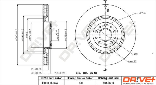 Dr!ve+ DP1010.11.1566 - Тормозной диск autospares.lv