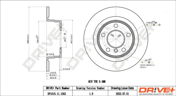 Dr!ve+ DP1010.11.1563 - Тормозной диск autospares.lv