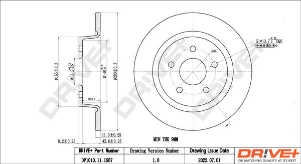 Dr!ve+ DP1010.11.1567 - Тормозной диск autospares.lv