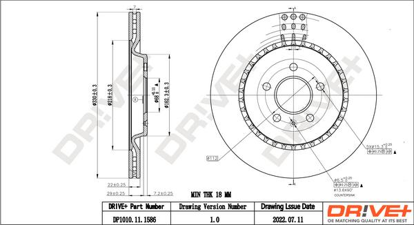 Dr!ve+ DP1010.11.1586 - Тормозной диск autospares.lv